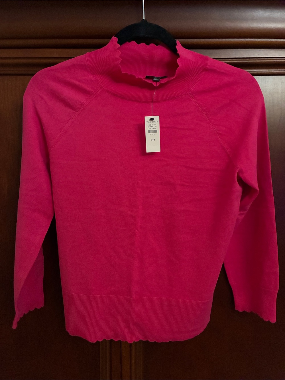 Talbots Women’s Pink Scallop-Edge Sweater